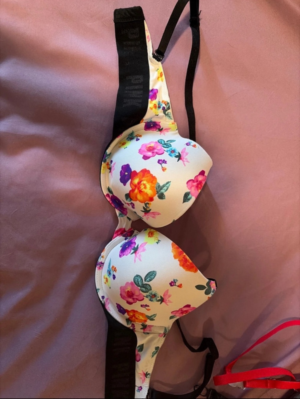PINK Victoria's Secret Pink and White Labeled Bra